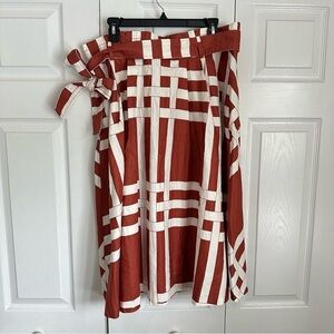 NWT Ann Taylor Linen Cotton Basketweave Tie Waist Skirt Sz 14 Career Corpcore